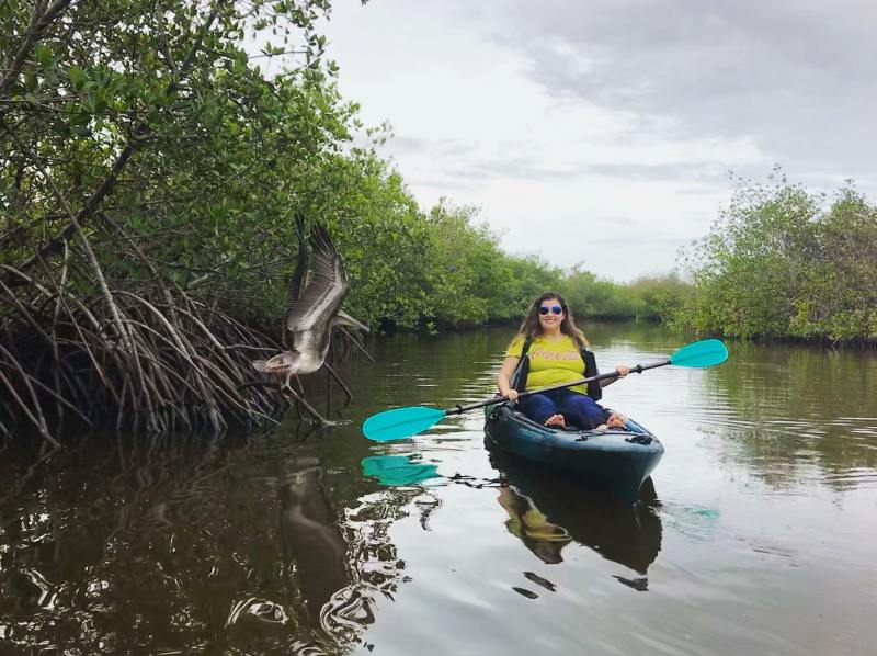 kayakers floating down a river