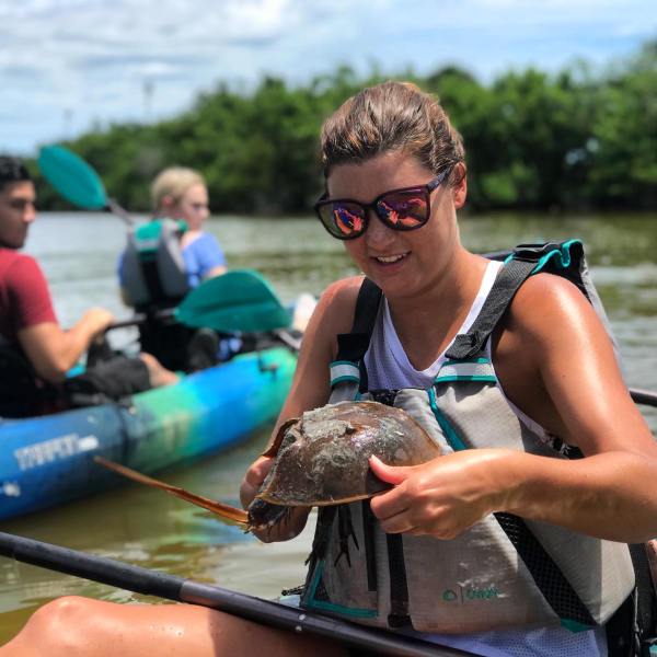 a group of people on a boat in the water