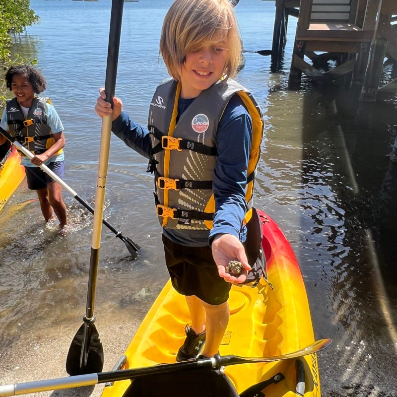 a group of people on a boat in the water