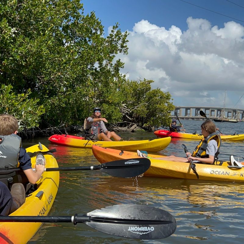 a group of people riding on the back of a boat