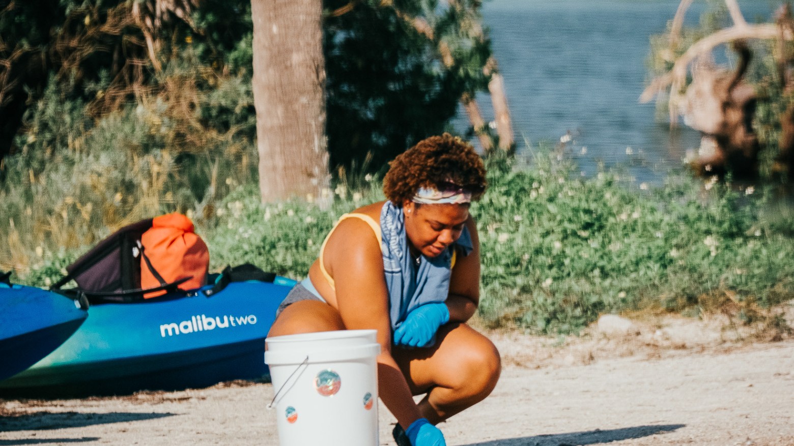 a person riding on the back of a boat
