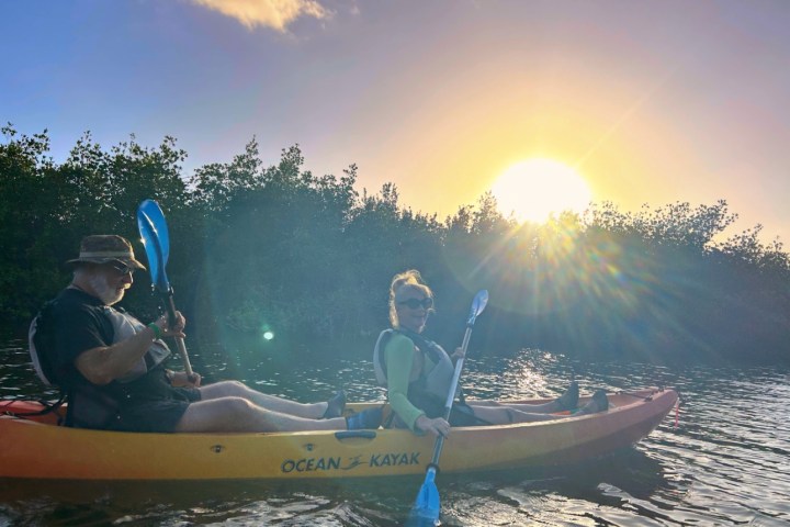 a group of people riding on the back of a boat