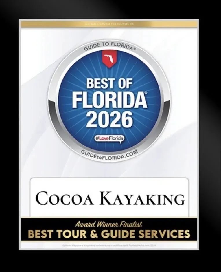 Award plaque for Cocoa Kayaking, Best of Florida 2026 finalist in Best Tour & Guide Services.